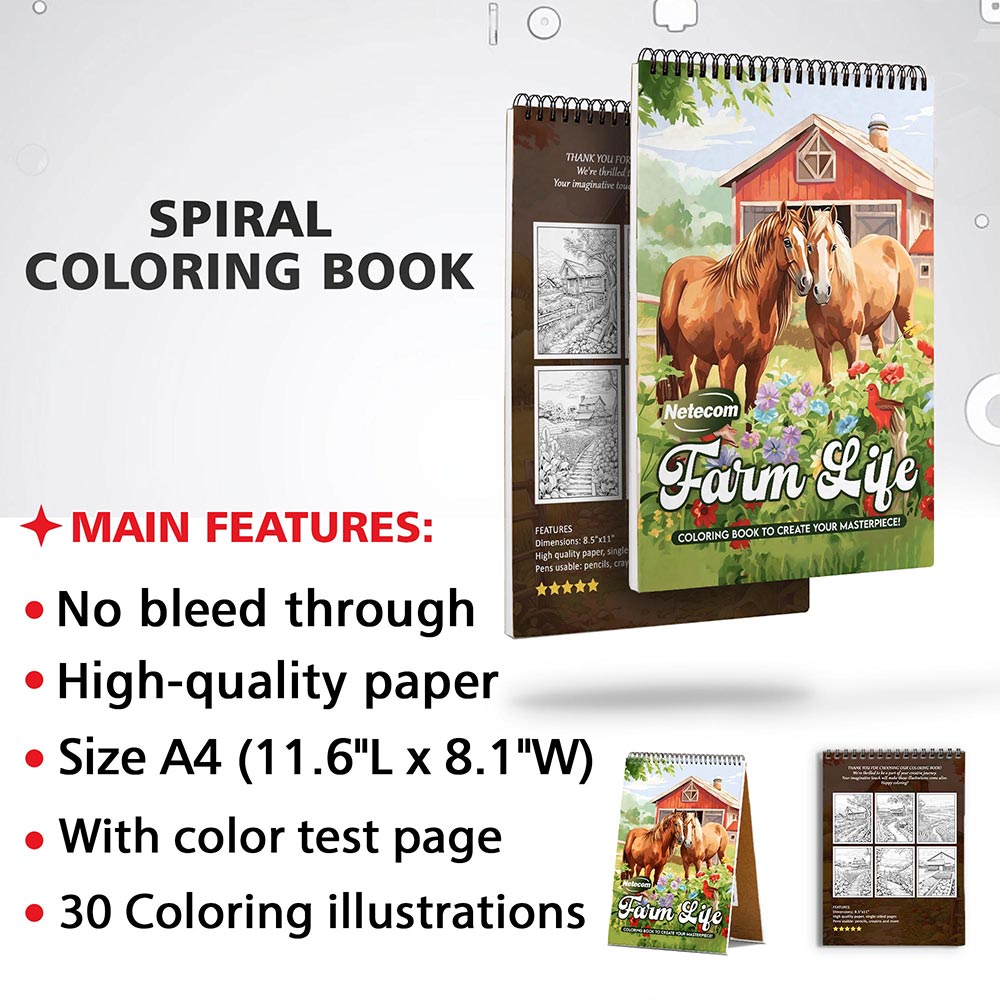Netecom Farm Life Coloring Sheets for Adults
