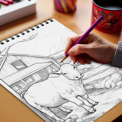 Netecom Farm Life Coloring Book Spiral Bound for Adults