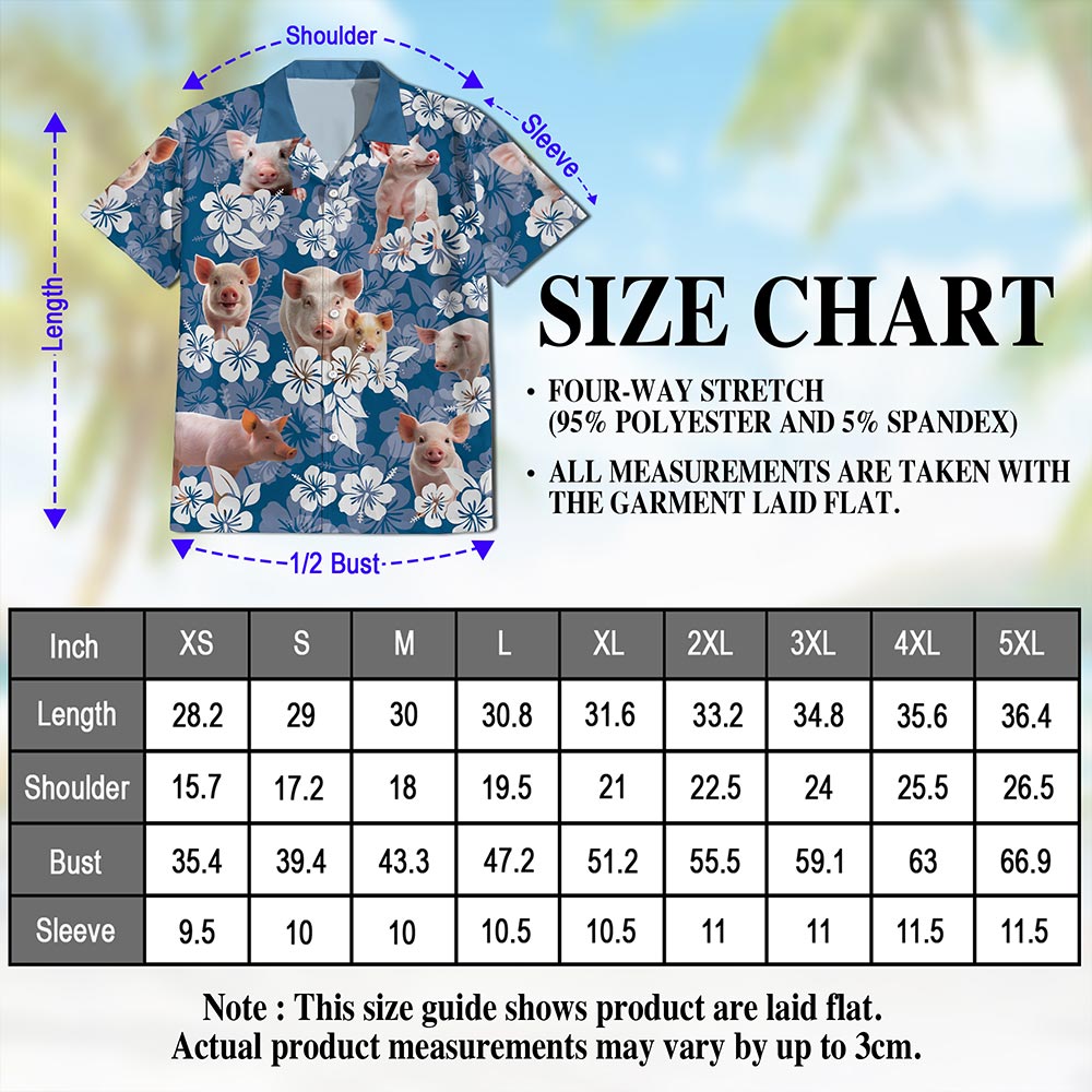 Netecom Farmer Pig Hawaiian Shirt for Men, Pig Lover Gifts, Funny Animal Button Down Summer Beach Short Sleeve Shirts, S-5XL