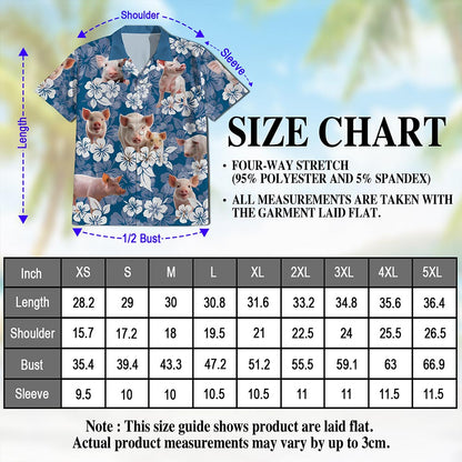 Netecom Farmer Pig Hawaiian Shirt for Men, Pig Lover Gifts, Funny Animal Button Down Summer Beach Short Sleeve Shirts, S-5XL