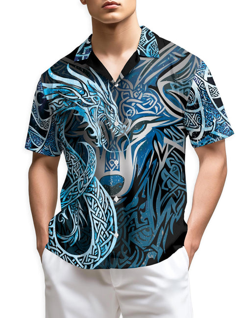 Netecom Fenrir Blue Hawaiian Shirt for Men