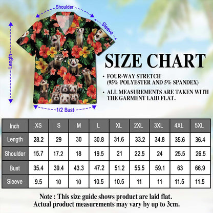 Netecom Ferrets Tropical Summer Hawaiian Shirt for Men, Button Down Summer Beach Short Sleeve, Tropical Style, S-5XL