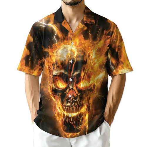 Netecom Fire Ghost Cool Black Hawaiian Shirt for Men