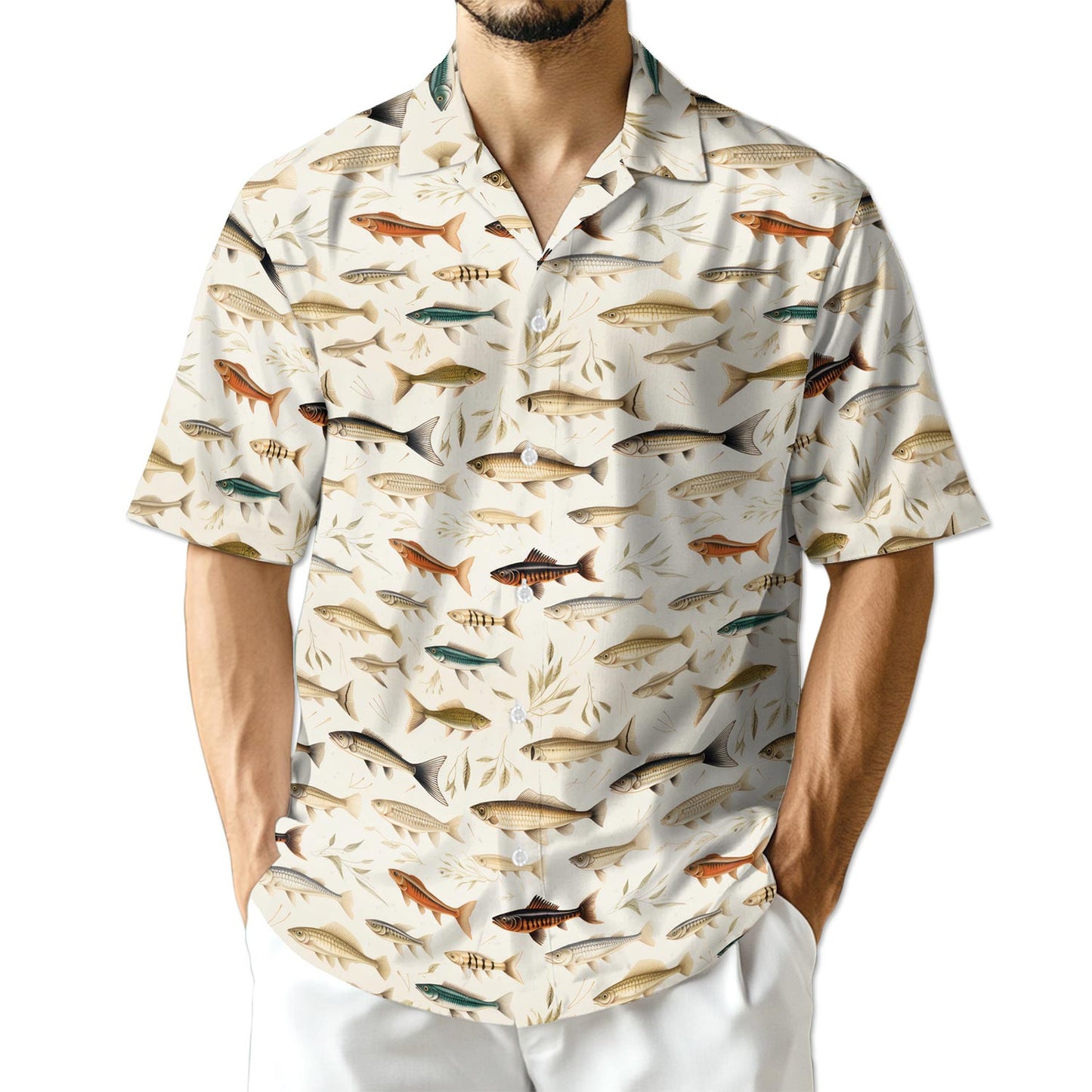 Netecom Fish Pattern Hawaiian Shirt for Men