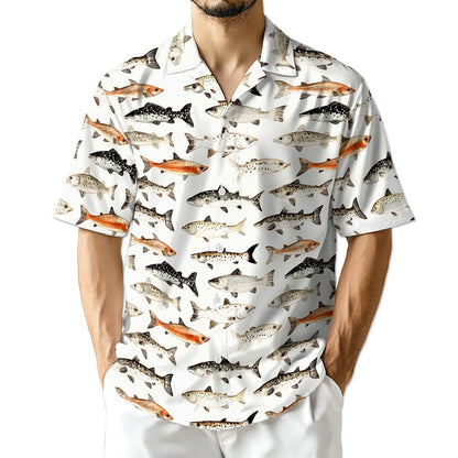 Netecom Fish Pattern Hawaiian Shirt for Men