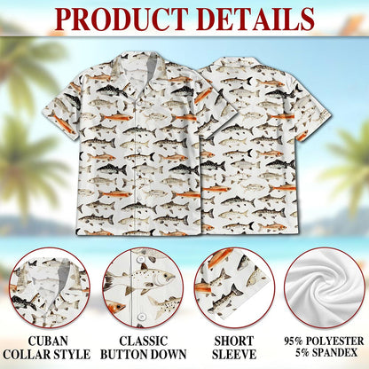 Netecom Fish Pattern Hawaiian Shirt for Men, Vintage Style, Button Down Summer Beach Short Sleeve, S-5XL
