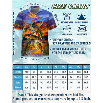 Netecom Fishing At Sunset Hawaiian Shirt for Men, Button Down Summer Beach Short Sleeve, Fishing Lover Gifts, Sizes S-5XL