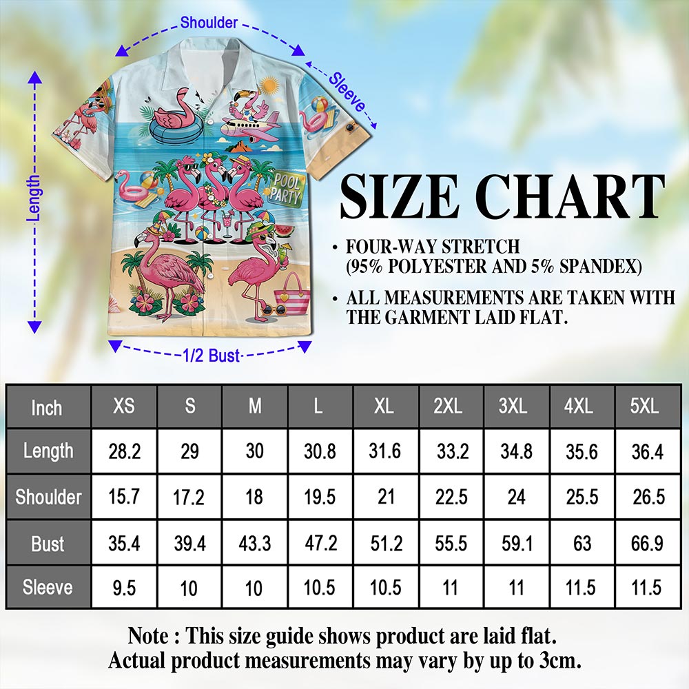 Netecom Flamingo Cocktails Hawaiian Shirt for Men, Flamingo Lover Gifts, Tropical Button Down Summer Beach Shirts, S-5XL