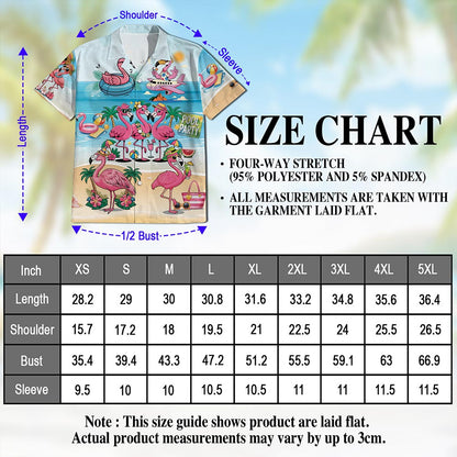Netecom Flamingo Cocktails Hawaiian Shirt for Men, Flamingo Lover Gifts, Tropical Button Down Summer Beach Shirts, S-5XL