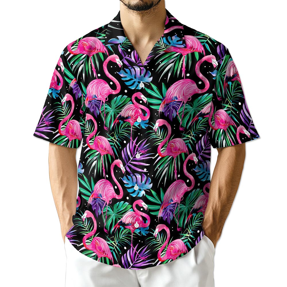 Netecom Flamingo Leaf Hawaiian Shirt for Men