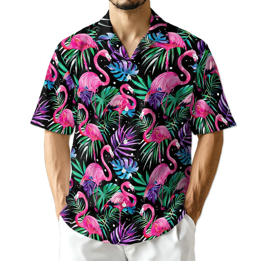 Netecom Flamingo Leaf Hawaiian Shirt for Men