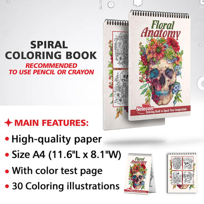 Netecom Floral Anatomy Coloring Sheets for Adults