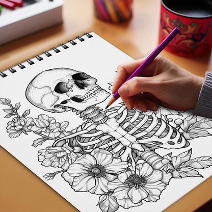 Netecom Floral Anatomy Coloring Book Spiral Bound for Adults