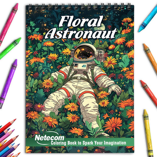 Netecom Floral Astronaut Coloring Book for Adults