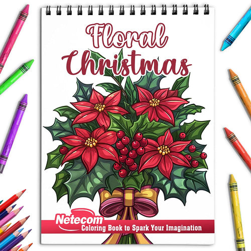 Netecom Floral Christmas Coloring Book for Adults