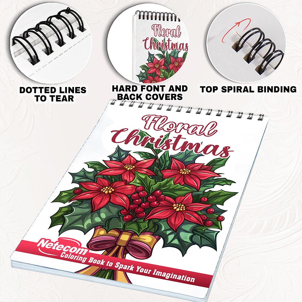 Netecom Floral Christmas Coloring Pages for Adults