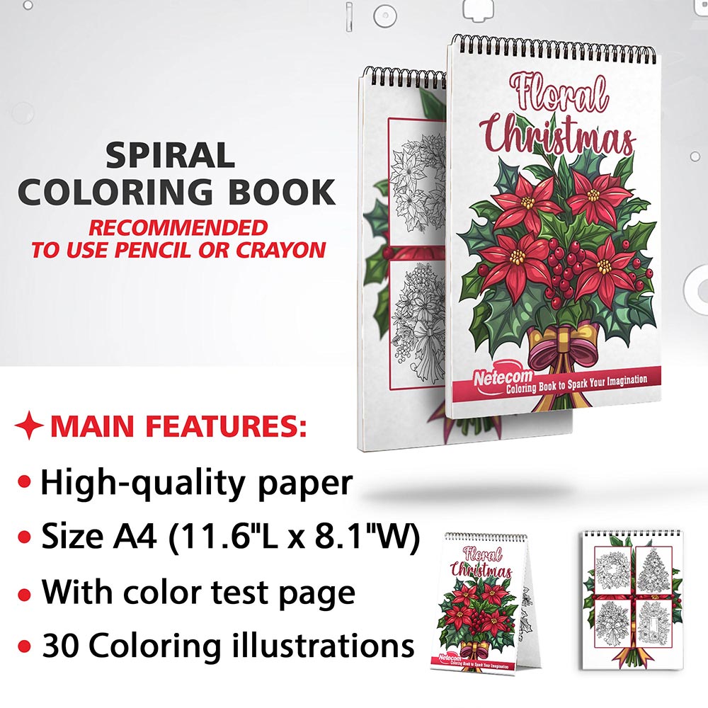 Netecom Floral Christmas Coloring Sheets for Adults