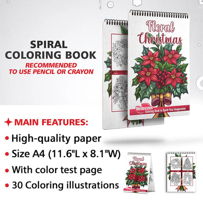 Netecom Floral Christmas Coloring Sheets for Adults