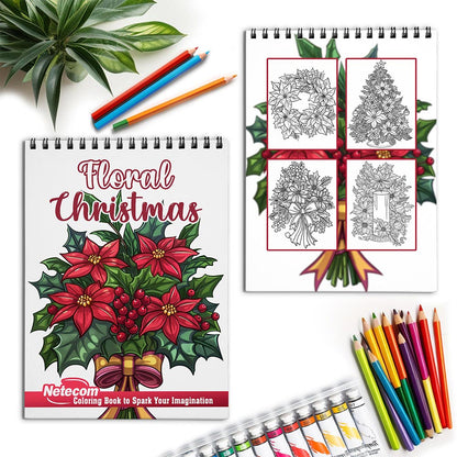 Netecom Floral Christmas Spiral Coloring Book for Adults
