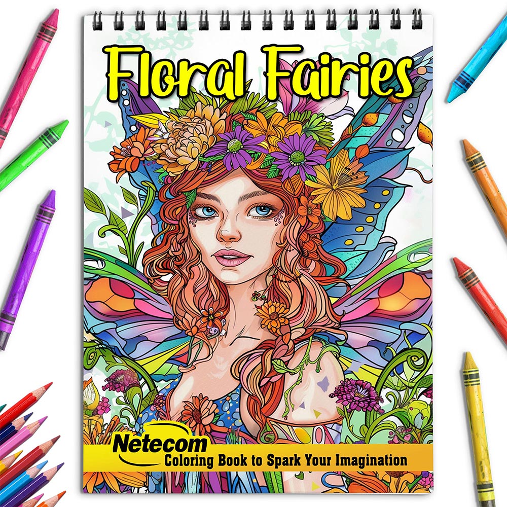 Netecom Floral Fairies Coloring Book for Adults