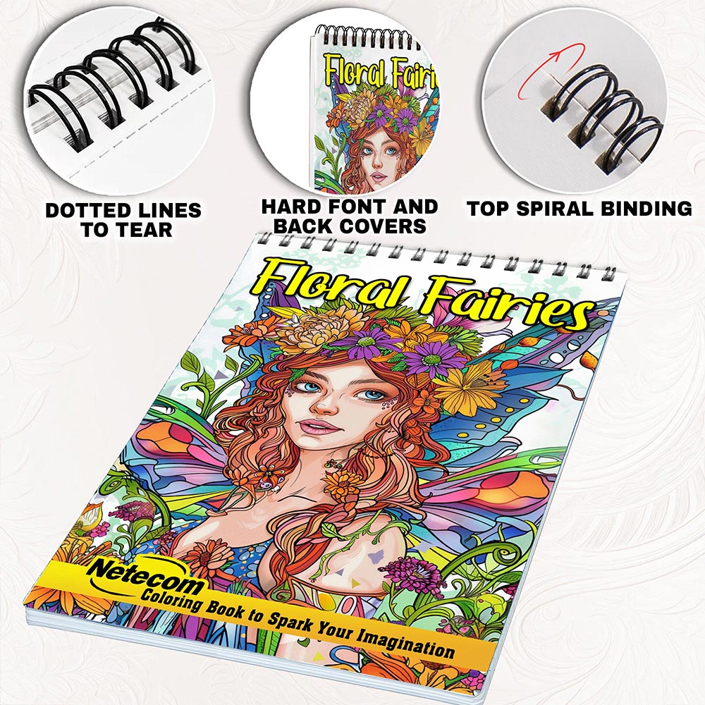 Netecom Floral Fairies Coloring Pages for Adults