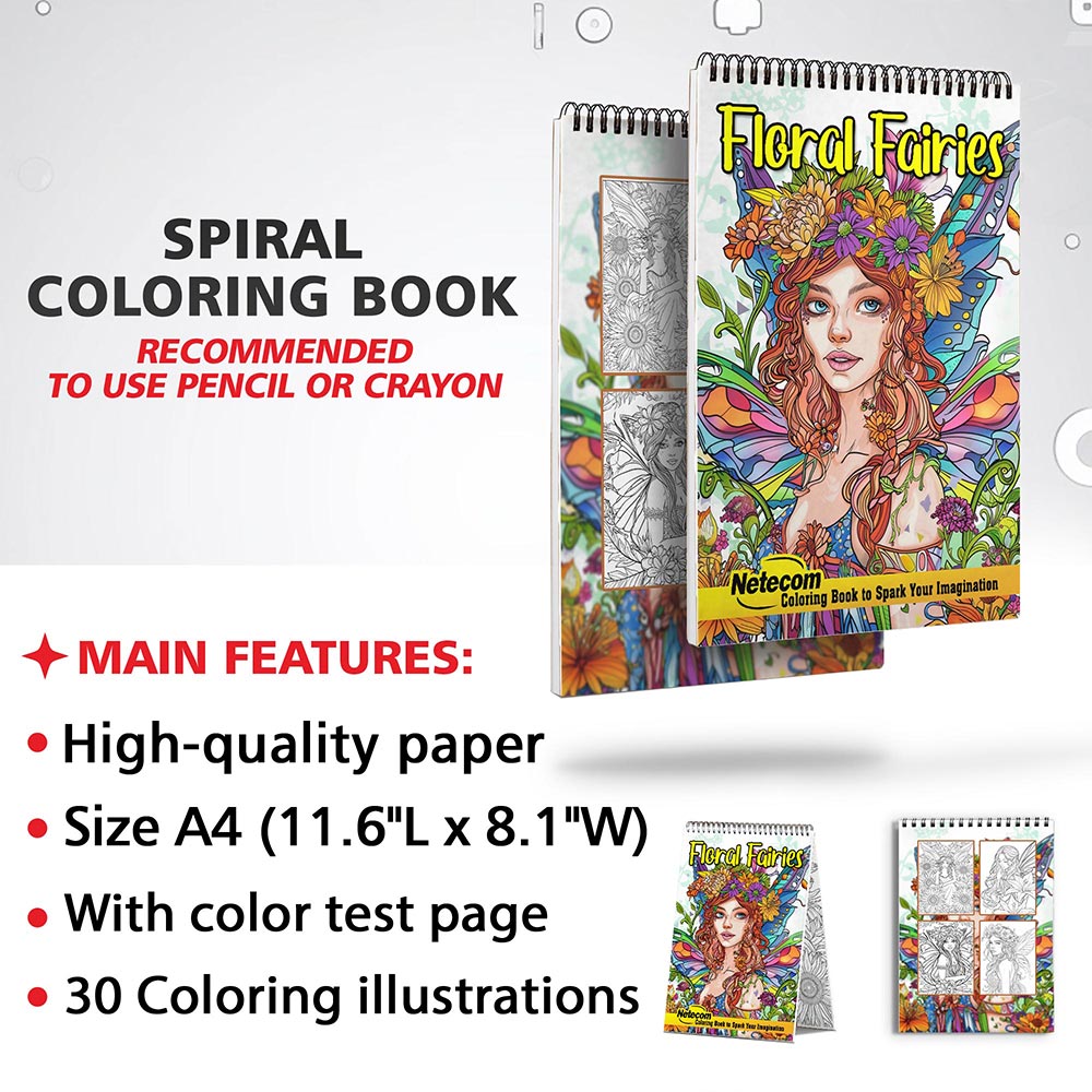 Netecom Floral Fairies Coloring Sheets for Adults