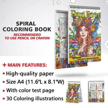 Netecom Floral Fairies Coloring Sheets for Adults
