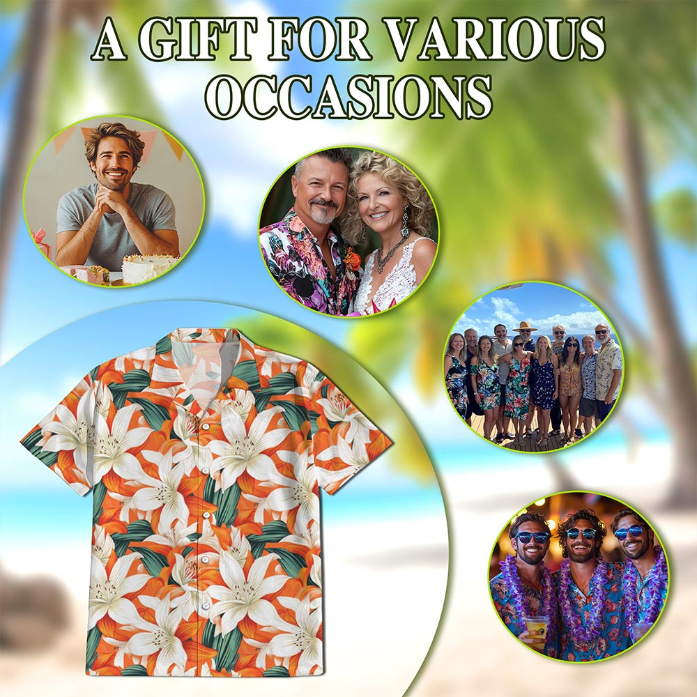Netecom Floral Hawaiian Shirt for Men, Tropical Style, Button Down Summer Beach Short Sleeve, S-5XL