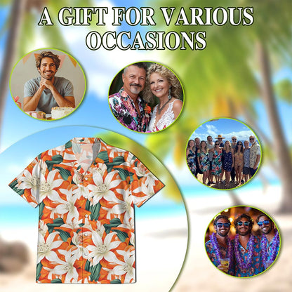 Netecom Floral Hawaiian Shirt for Men, Tropical Style, Button Down Summer Beach Short Sleeve, S-5XL