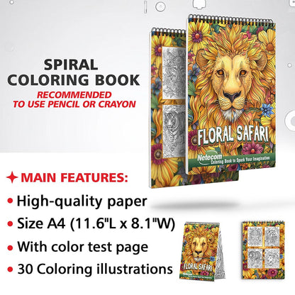 Netecom Floral Safari Coloring Sheets for Adults