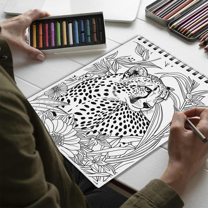 Netecom Floral Safari Spiral Bound Coloring Book for Adults
