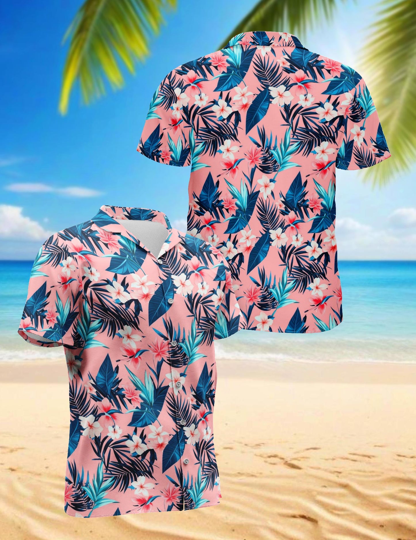 Netecom Floral Hawaiian Shirt for Men, Tropical Style, Button Down Summer Beach Short Sleeve, S-5XL