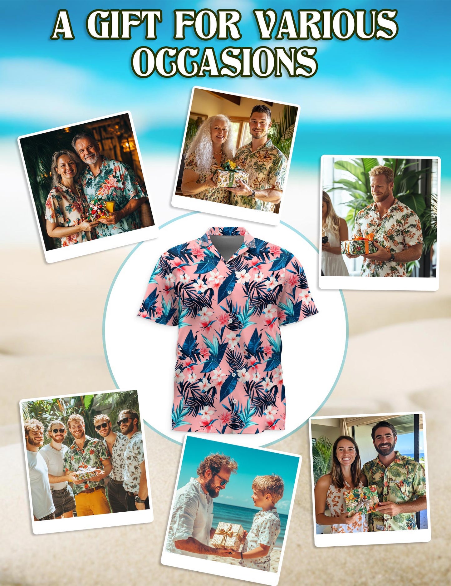 Netecom Floral Hawaiian Shirt for Men, Tropical Style, Button Down Summer Beach Short Sleeve, S-5XL