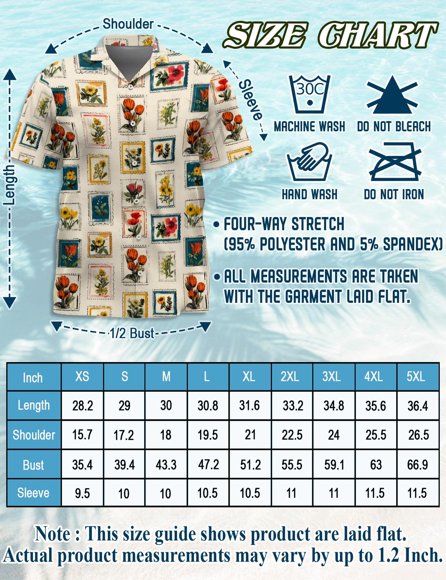 Netecom Floral Stamp Hawaiian Shirt for Men, Flower Lover Gifts, Tropical Summer Beach Button Down Short Sleeve Shirts, S-5XL