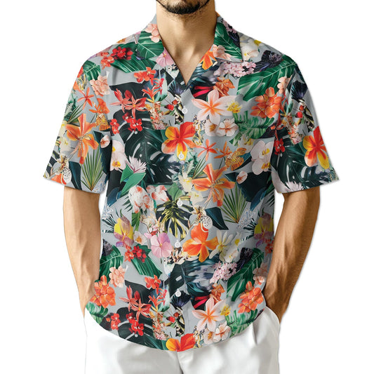 Netecom Flower Ephemera Hawaiian Shirt for Men