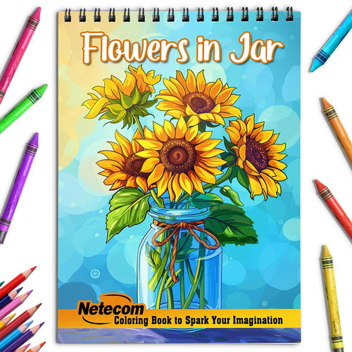 Netecom Flowers in Jar Coloring Book for Adults