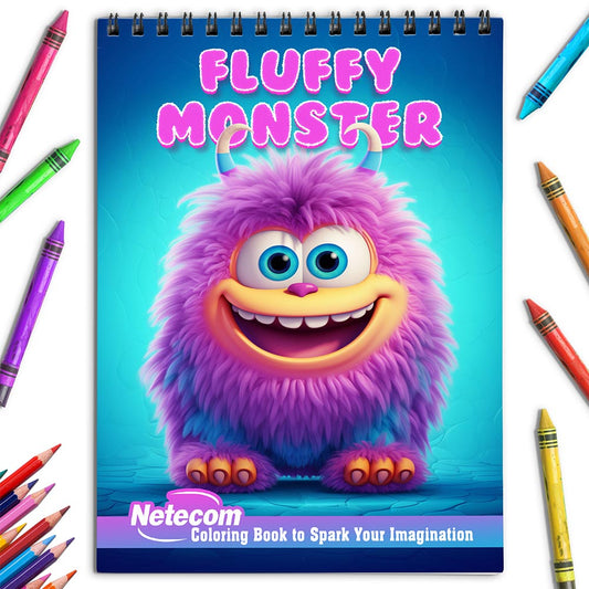 Netecom Fluffy Monster Coloring Book for Adults Teens Girls