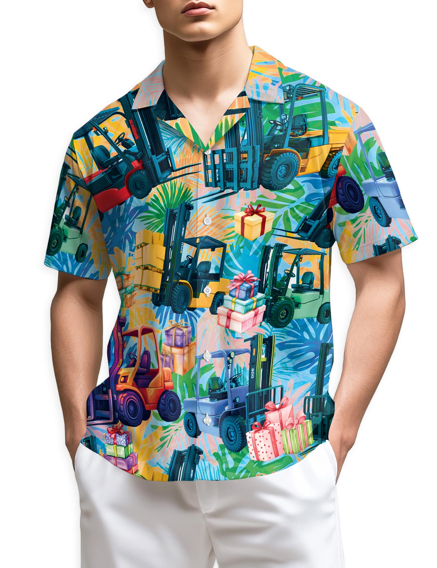 Netecom Forklift Hawaiian Shirt for Men