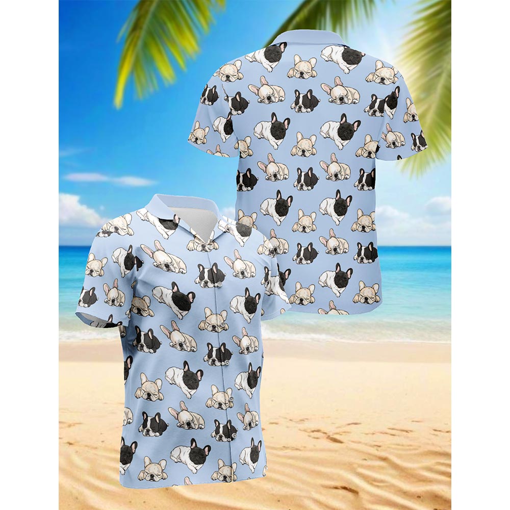 Netecom French Bulldog Hawaiian Shirt for Men, Button Down Summer Beach Short Sleeve, French Bulldog Lover Gifts, S-5XL