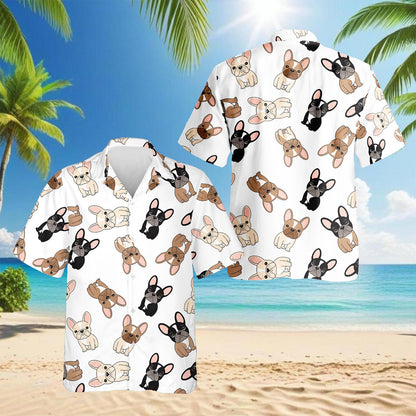 Netecom French Bulldog Hawaiian Shirt for Men, Button Down Summer Beach Short Sleeve, S-5XL