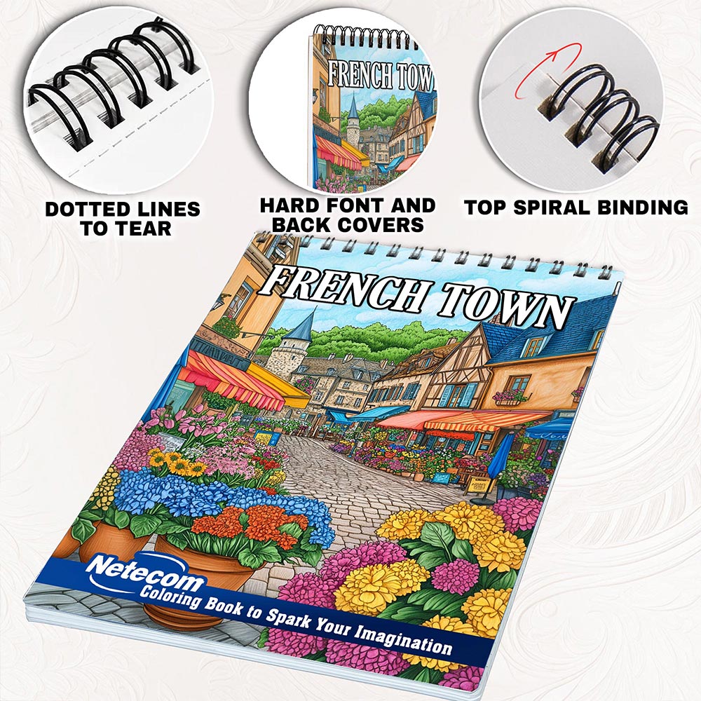 Netecom French Town Coloring Pages for Adults