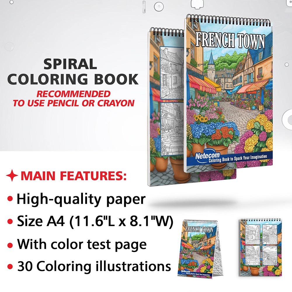 Netecom French Town Coloring Sheets for Adults