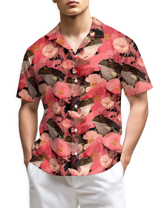 Netecom Frogs Floral Hawaiian Shirt for Men
