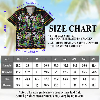 Netecom Funny Alien Smoking Hawaiian Shirt for Men, Button Down Summer Beach Short Sleeve, Sizes S-5XL