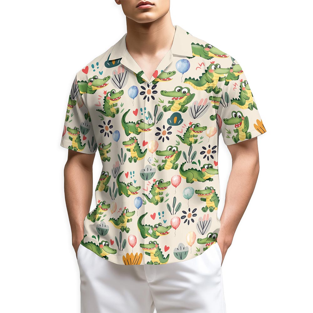 Netecom Funny Alligator Hawaiian Shirt for Men