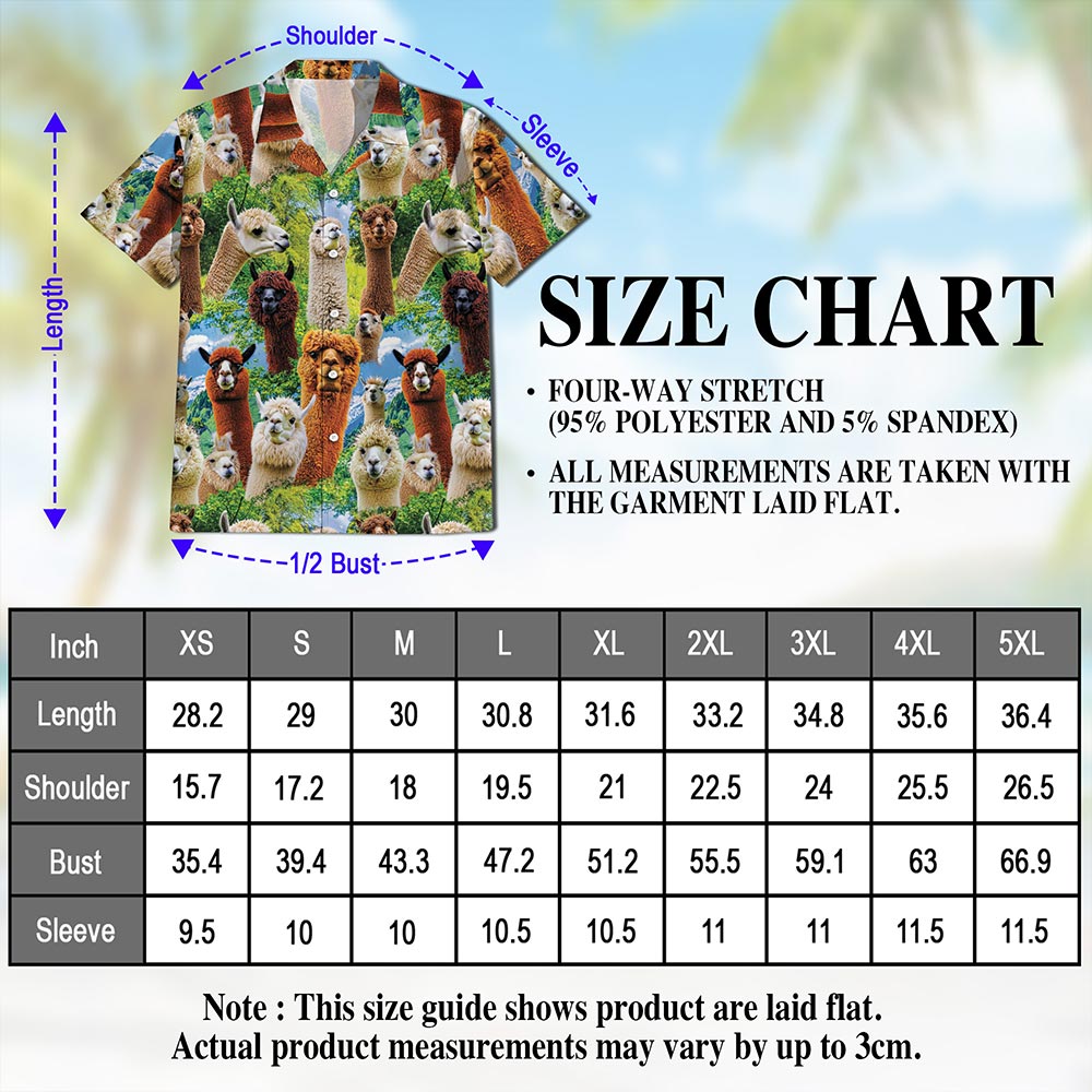 Netecom Funny Alpaca Hawaiian Shirt for Men, Button Down Summer Beach Short Sleeve, Alpaca Lover Gifts, S-5XL