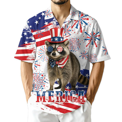 Netecom Funny America Raccoon with Glasses Hawaiian Shirt