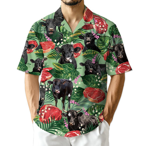 Netecom Funny Angus Cattle Hawaiian Shirt for Men