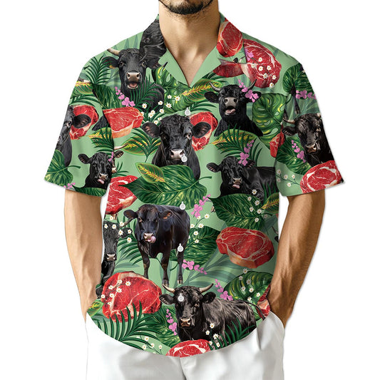Netecom Funny Angus Cattle Hawaiian Shirt for Men