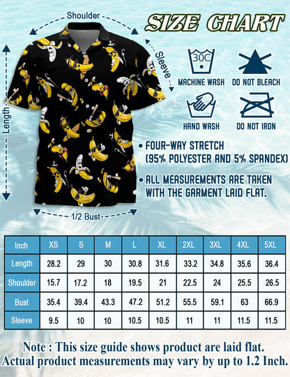 Netecom Funny Banana Hawaiian Shirt for Men, Banana Lover Gift, Button Down Summer Beach Short Sleeve, S-5XL